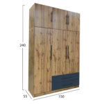 ΣΕΤ ΚΡΕΒΑΤΟΚΑΜΑΡΑΣ 5ΤΜΧ CARYS HM10888.12 ΜΕΛΑΜΙΝΗ ΣΕ ΦΥΣΙΚΟ ΞΥΛΟΥ/ΓΚΡΙ - Image 2