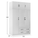 ΣΕΤ ΚΡΕΒΑΤΟΚΑΜΑΡΑΣ 6ΤΜΧ CARLY HM10884.05 ΜΕΛΑΜΙΝΗ ΛΕΥΚΗ-ΥΦΑΣΜΑ ΓΚΡΙ - Image 2