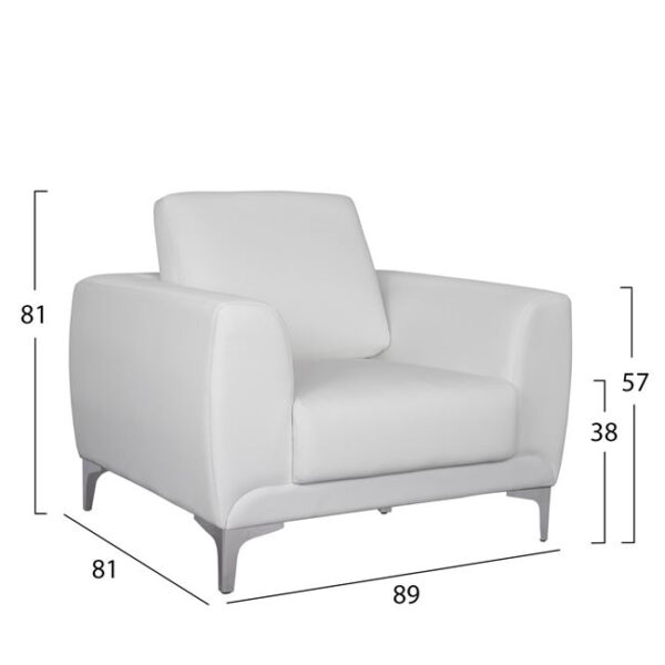 ΣΕΤ ΣΑΛΟΝΙΟΥ 3ΤΜΧ  KENZIE ΜΕ ΛΕΥΚΟ PU HM10329.01 - Image 2