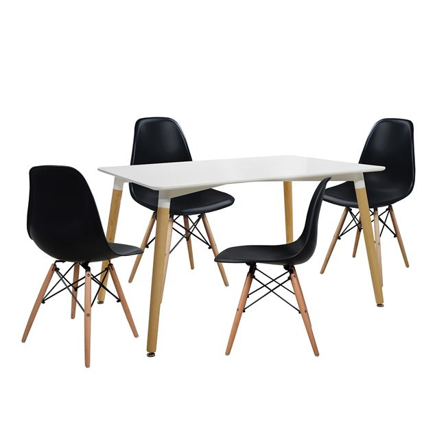 HM008.01-HM8460.02 ΣΕΤ ΤΡΑΠΕΖΑΡΙΑ 5Τ ΤΡΑΠΕΖΙ MINIMAL 120x80x73 cm-TWIST ΜΑΥΡΕΣ HM10080.02 - Image 1