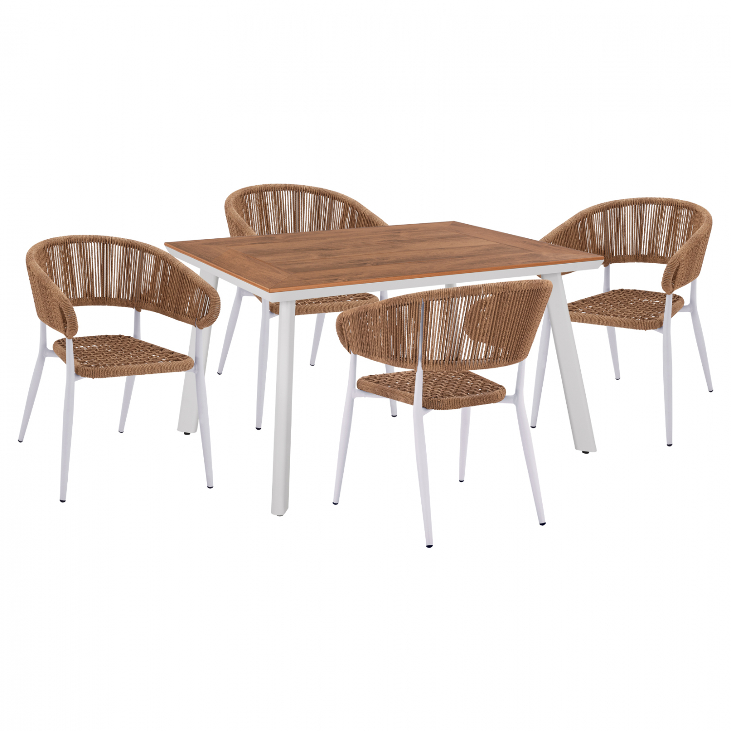 5562.01 Χ1+ 5783.12 Χ4 ΣΕΤ ΤΡΑΠΕΖΑΡΙΑ 5ΤΜΧ ΜΕ ΤΡΑΠΕΖΙ POLYWOOD 120Χ80 & ΠΟΛΥΘΡΟΝΕΣ ΛΕΥΚΕΣ HM11428 - Image 1