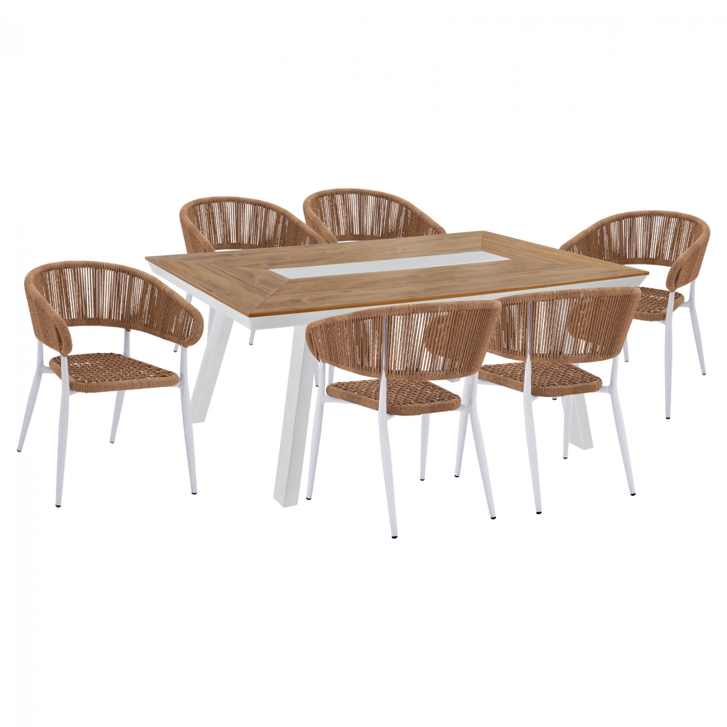 5131.11 Χ1+ 5783.12 Χ6 ΣΕΤ ΤΡΑΠΕΖΑΡΙΑ 7ΤΜΧ ΜΕ ΤΡΑΠΕΖΙ POLYWOOD 200Χ94 & ΠΟΛΥΘΡΟΝΕΣ ΛΕΥΚΕΣ HM11425 - Image 1