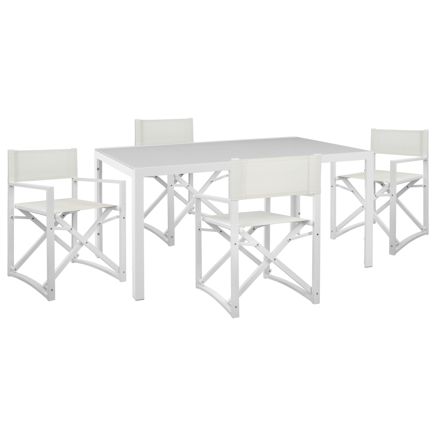 HM21021 ΣΕΤ ΤΡΑΠΕΖΑΡΙΑΣ 5ΤΜΧ DUPRE HM21021 ΚΑΡΕΚΛΕΣ ΑΛΟΥΜ. & ΜΕΤΑΛ.ΤΡΑΠΕΖΙ 150x90εκ--ΛΕΥΚΟ - Image 1