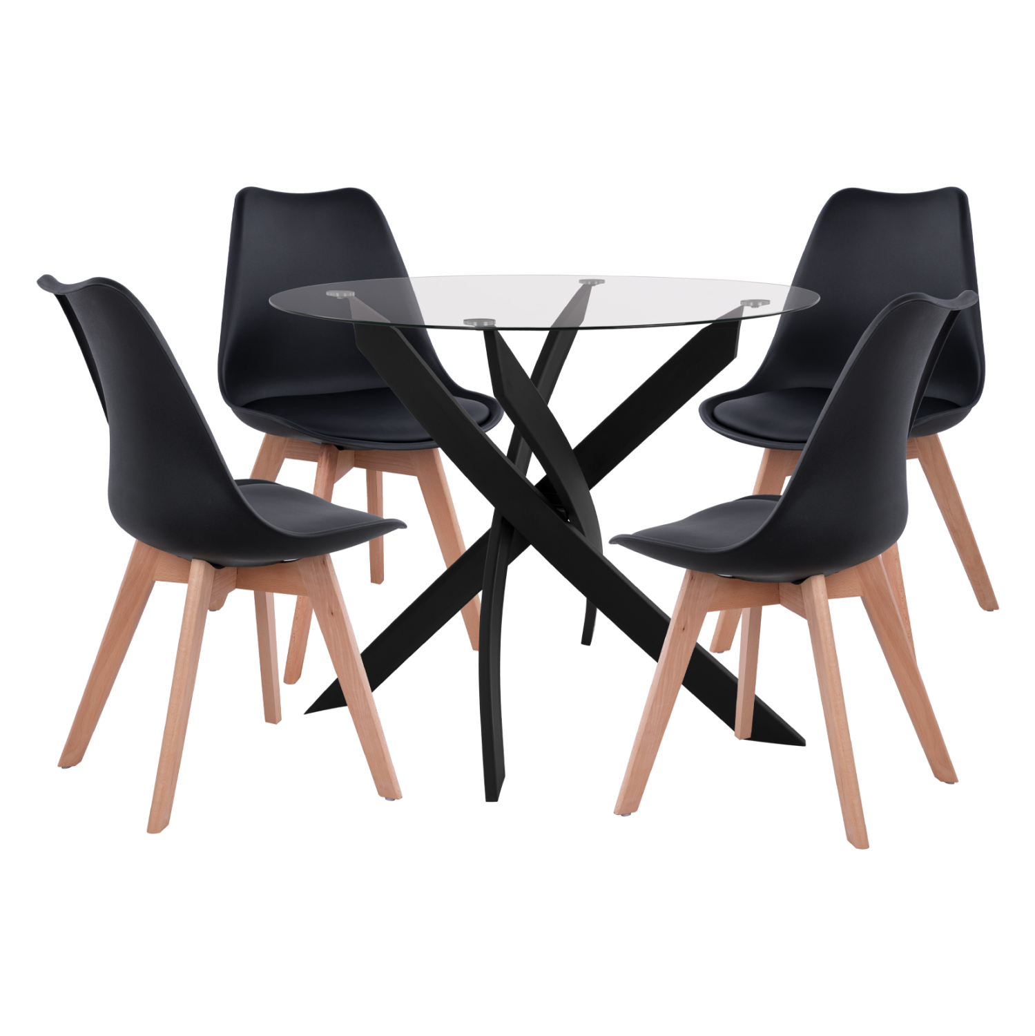 HM8499.11 HM0033.02 ΣΕΤ ΤΡΑΠΕΖΑΡΙΑΣ 5ΤΜΧ ΤΡΑΠΕΖΙ Φ90X74 & 4 ΚΑΡΕΚΛΕΣ VEGAS ΜΑΥΡΕΣ HM11692.02 - Image 1