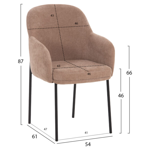 ΣΕΤ ΤΡΑΠΕΖΑΡΙΑΣ 7ΤΜΧ MANIDO HM10949.03 MDF TOP--ΥΦΑΣΜΑ TAUPE & ΜΕΤΑΛΛΟ ΜΑΥΡΟ - Image 3