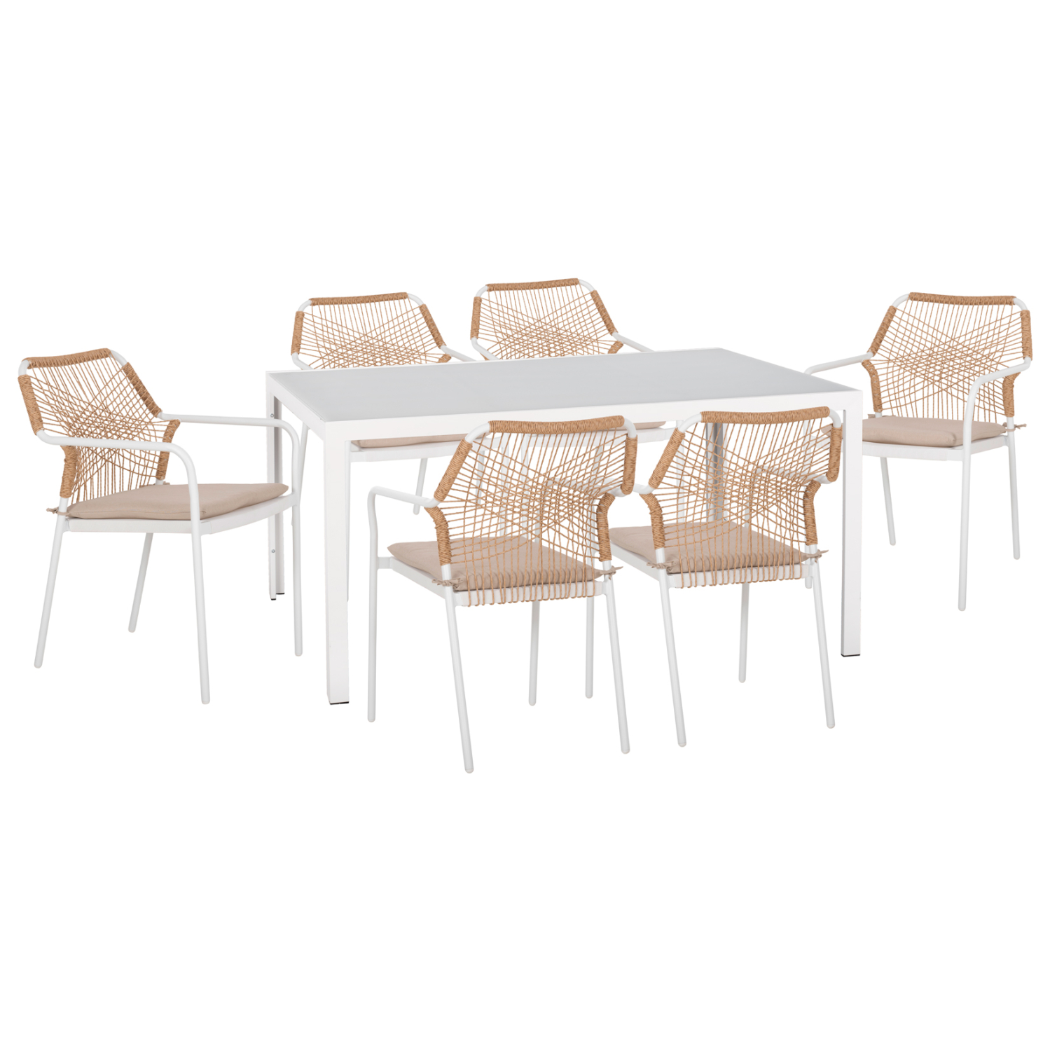 HM21005.03 ΣΕΤ ΤΡΑΠΕΖΑΡΙΑΣ 7ΤΜΧ OFER HM21005.03 ΚΑΡΕΚΛΕΣ ΑΛΟΥΜ. & ΜΕΤΑΛ.ΤΡΑΠΕΖΙ 150x90εκ--ΛΕΥΚΟ - Image 1