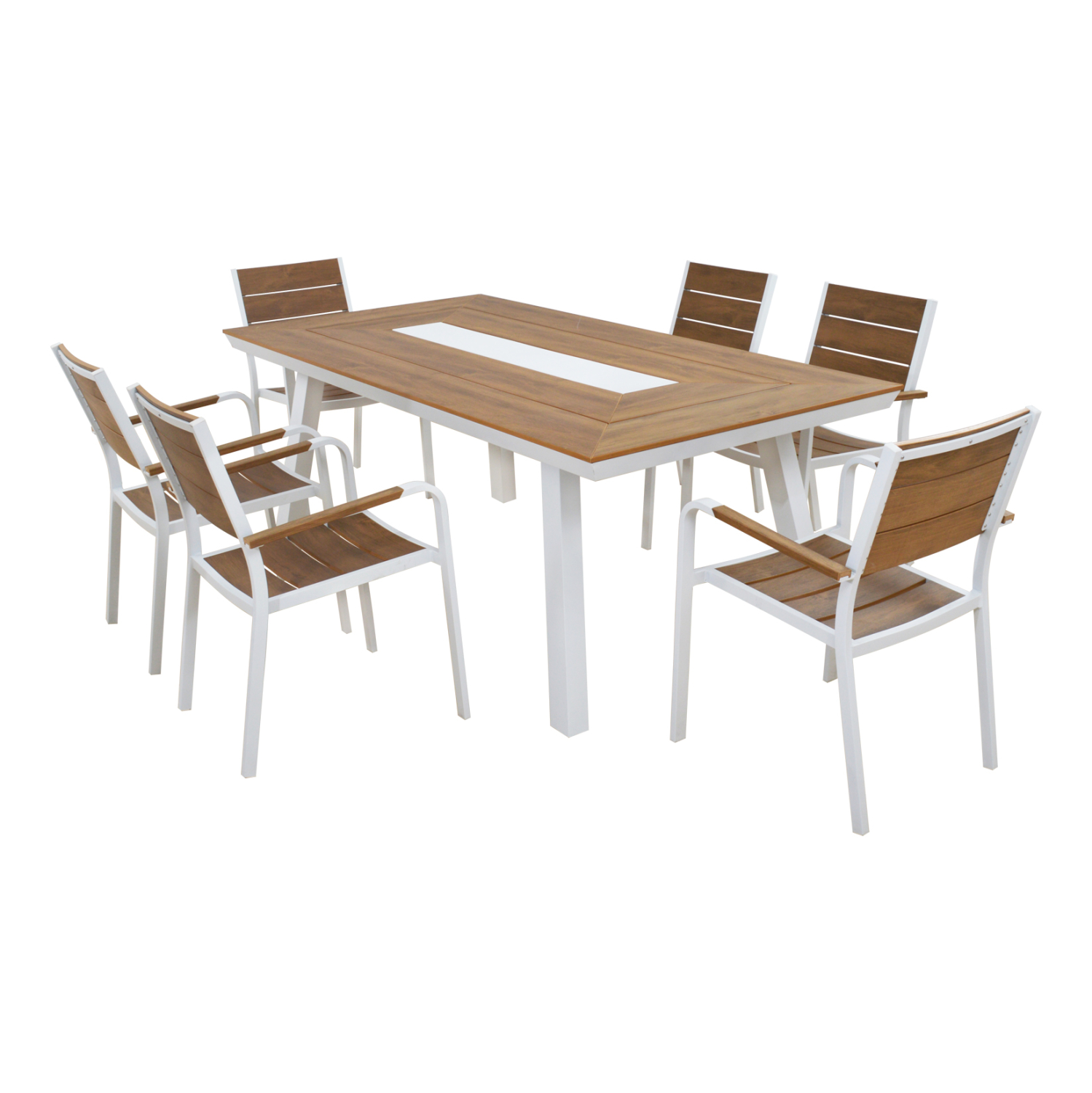 HM10738.01 ΣΕΤ ΤΡΑΠΕΖΑΡΙΑΣ TABER HM10738.01 ΤΡΑΠΕΖΙ & 6 ΠΟΛΥΘΡΟΝΕΣ-ΑΛΟΥΜΙΝΙΟ & POLYWOOD-ΛΕΥΚΟ - Image 1