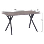 ΣΕΤ ΤΡΑΠΕΖΑΡΙΑΣ HM11181 5ΤΜΧ ΤΡΑΠΕΖΙ 140x80x75 cm MDF OLD BEECH & ΚΑΡΕΚΛΕΣ CLARA ΓΚΡΙ ΒΕΛΟΥΔΟ - Image 2