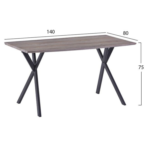 ΣΕΤ ΤΡΑΠΕΖΑΡΙΑΣ HM11181 5ΤΜΧ ΤΡΑΠΕΖΙ 140x80x75 cm MDF OLD BEECH & ΚΑΡΕΚΛΕΣ CLARA ΓΚΡΙ ΒΕΛΟΥΔΟ - Image 2