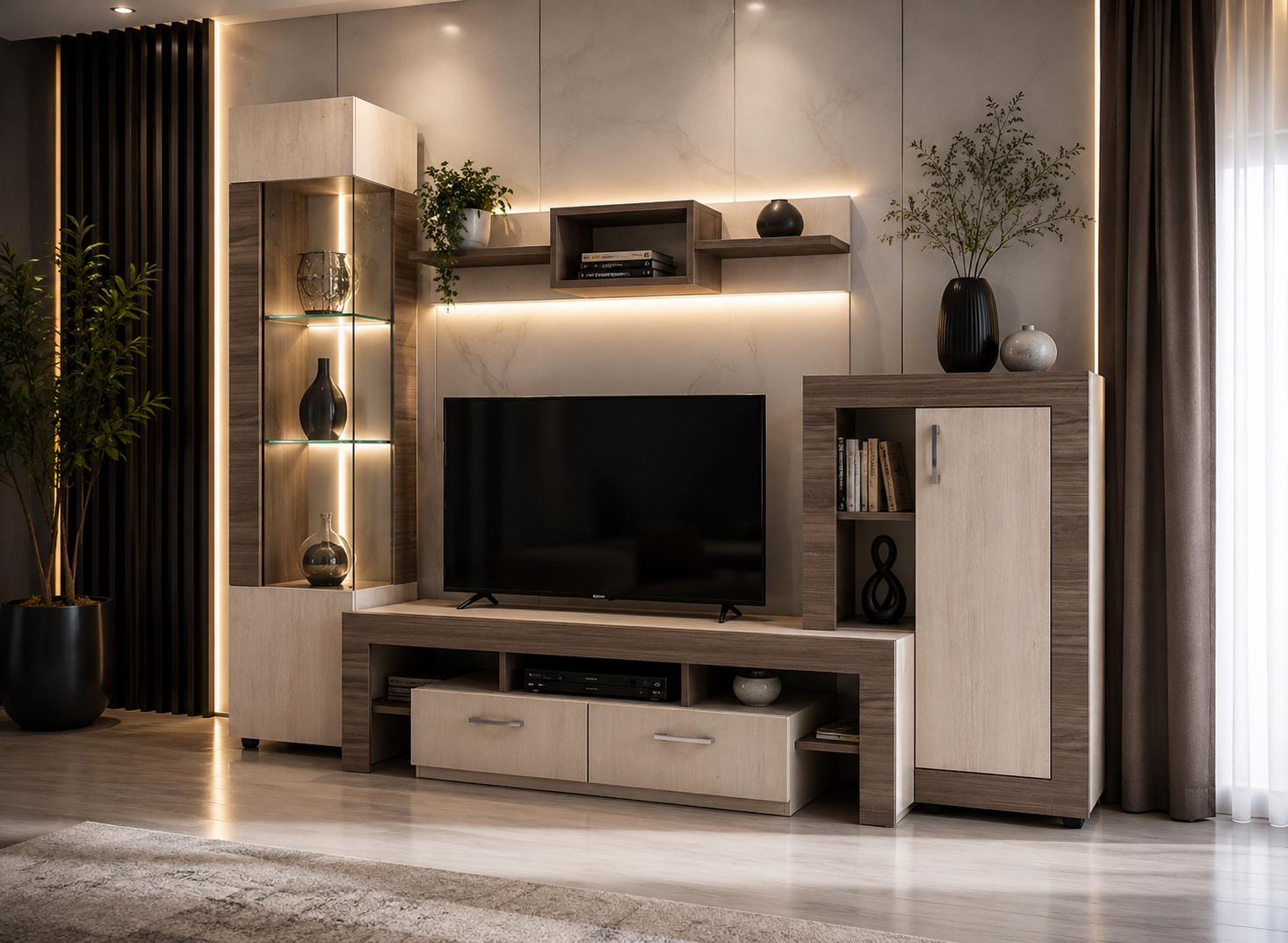 Σύνθετο Σαλονιού με Led φωτισμό 230/176/48 εκ. Samba Σύνθετο Σαλονιού με Led φωτισμό 230/176/48 εκ. Samba, Genomax - Image 1