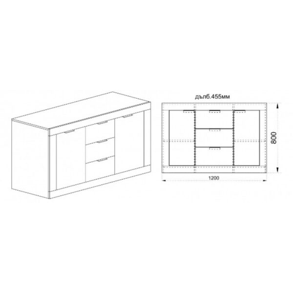 Συρταριέρα με 3 συρτάρια 1213049, 120x45.5x80 εκ., Genomax - Image 2