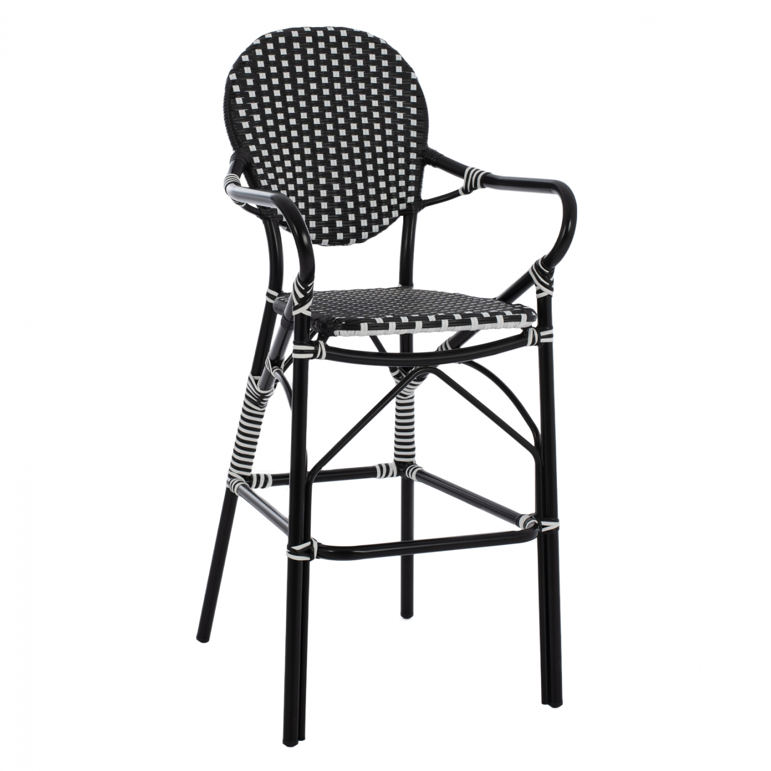 HM5794.02 ΣΚΑΜΠΟ ΑΛΟΥΜΙΝΙΟΥ BAMBOO LOOK ΜΕ WICKER ΜΑΥΡΟ ΛΕΥΚΟ HM5794.02 56x60x126 εκ. - Image 1