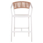 ΣΚΑΜΠΟ ΑΛΟΥΜΙΝΙΟΥ HM5892.12 ΜΕΣΑΙΟΥ ΥΨΟΥΣ RATTAN & TEXTLINE ΛΕΥΚΟ ΜΠΕΖ 55x56,5x99Y - Image 3