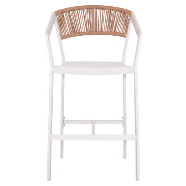 ΣΚΑΜΠΟ ΑΛΟΥΜΙΝΙΟΥ HM5892.12 ΜΕΣΑΙΟΥ ΥΨΟΥΣ RATTAN & TEXTLINE ΛΕΥΚΟ ΜΠΕΖ 55x56,5x99Y - Image 3