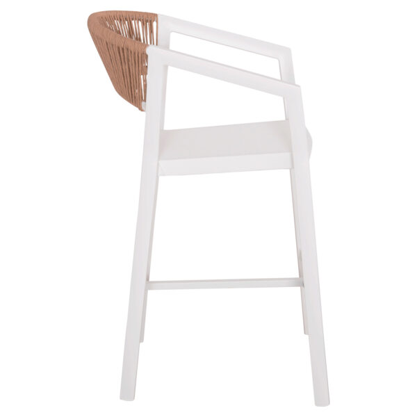 ΣΚΑΜΠΟ ΑΛΟΥΜΙΝΙΟΥ HM5892.12 ΜΕΣΑΙΟΥ ΥΨΟΥΣ RATTAN & TEXTLINE ΛΕΥΚΟ ΜΠΕΖ 55x56,5x99Y - Image 4