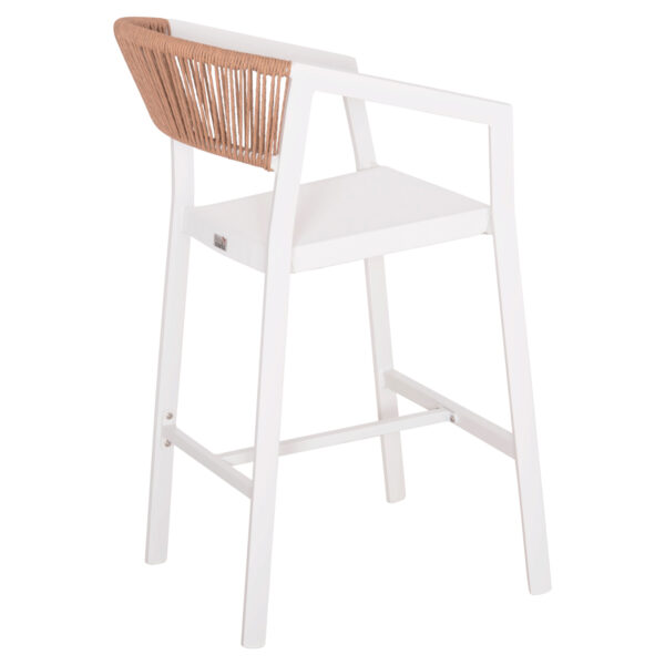 ΣΚΑΜΠΟ ΑΛΟΥΜΙΝΙΟΥ HM5892.12 ΜΕΣΑΙΟΥ ΥΨΟΥΣ RATTAN & TEXTLINE ΛΕΥΚΟ ΜΠΕΖ 55x56,5x99Y - Image 5