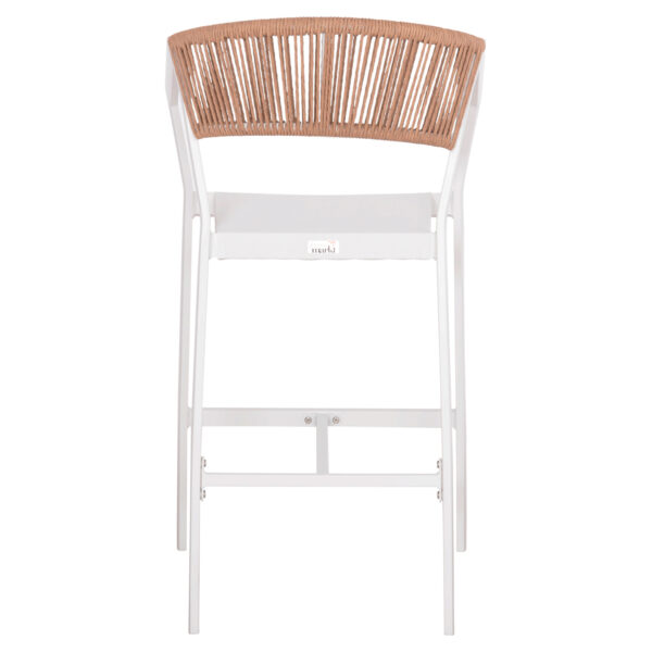 ΣΚΑΜΠΟ ΑΛΟΥΜΙΝΙΟΥ HM5892.12 ΜΕΣΑΙΟΥ ΥΨΟΥΣ RATTAN & TEXTLINE ΛΕΥΚΟ ΜΠΕΖ 55x56,5x99Y - Image 6