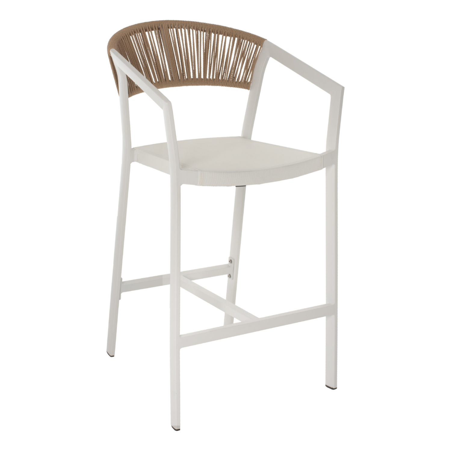 HM5892.02 ΣΚΑΜΠΟ ΑΛΟΥΜΙΝΙΟΥ ΜΕ ΜΠΡΑΤΣΑ ΛΕΥΚΟ PE RATTAN ΠΛΑΤΗ TEXTLINE 56x58x105Y εκ.HM5892.02 - Image 1