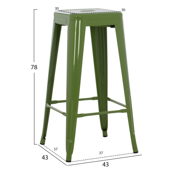 ΣΚΑΜΠΟ BAR ΜΕΤΑΛΛΙΚΟ MELITA ΣΕ LIGHT OLIVE GREEN HM8642.13 43x43x78 εκ. - Image 2