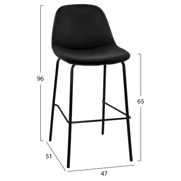 ΣΚΑΜΠΟ VINCENT HM9298.14 ΜΕΣΑΙΟΥ ΥΨΟΥΣ ΜΑΥΡΟ ΜΕ ΜΕΤΑΛΛΙΚΑ ΠΟΔΙΑ 47x51x96 εκ. - Image 2