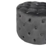 ΣΚΑΜΠΟ KASSIE  ΓΚΡΙ ΒΕΛΟΥΔΟ ΤΥΠΟΥ CHESTERFIELD HM8406.01 Φ60x43Υ εκ. - Image 3