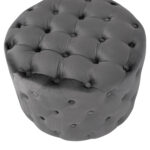 ΣΚΑΜΠΟ KASSIE  ΓΚΡΙ ΒΕΛΟΥΔΟ ΤΥΠΟΥ CHESTERFIELD HM8406.01 Φ60x43Υ εκ. - Image 4