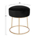 ΣΚΑΜΠΟ KARLO ΜΑΥΡΟ ΒΕΛΟΥΔΟ ΜΕ ΧΡΥΣΗ ΒΑΣΗ HM8411.04 Φ36x38Υ εκ. - Image 2