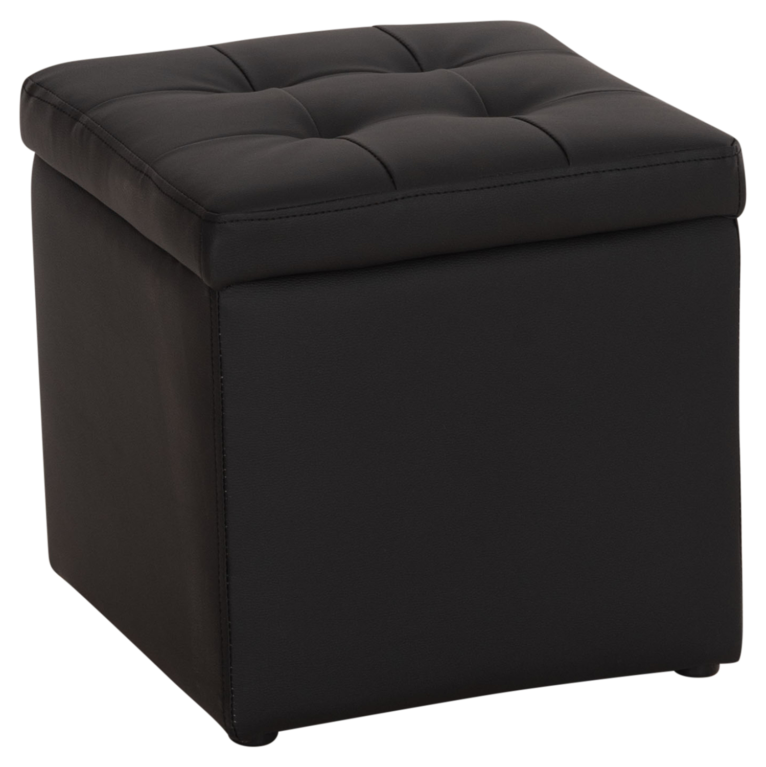 HM224.01 ΣΚΑΜΠΩ ΜΕ ΑΠΟΘΗΚΕΥΤΙΚΟ ΧΩΡΟ PU ΜΑΥΡΟ CUBE HM224.01 38x38x36.5Υεκ. - Image 1