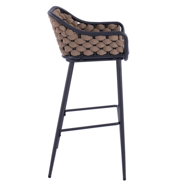 ΣΚΑΜΠΟ KADE ΜΕ ΜΕΤΑΛΛΙΚΟ ΣΚΕΛΕΤΟ ΚΑΙ ΜΠΕΖ WICKER ΣΧΟΙΝΙ HM5715 54x54x103 εκ. - Image 4