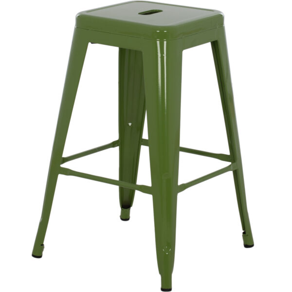 ΣΚΑΜΠΟ ΜΕΣΑΙΟΥ ΥΨΟΥΣ ΜΕΤΑΛΛΙΚΟ HM8573.13 MELITA ΣΕ LIGHT OLIVE GREEN 43x43x67Yεκ. - Image 4