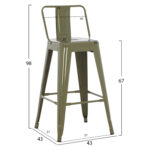 ΣΚΑΜΠΟ ΜΕΣΑΙΟΥ ΥΨΟΥΣ ΜΕΤΑΛΛΙΚΟ MELITA ΣΕ DARK OLIVE GREEN HM8574.03 42x42x98 cm. - Image 2