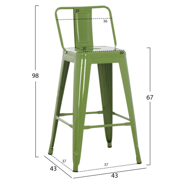 ΣΚΑΜΠΟ ΜΕΣΑΙΟΥ ΥΨΟΥΣ ΜΕΤΑΛΛΙΚΟ MELITA ΣΕ LIGHT OLIVE GREEN HM8574.13 42x42x98 εκ. - Image 2