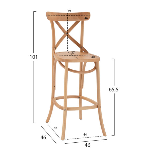 ΣΚΑΜΠΟ ΜΕΣ.ΥΨΟΥΣ GIOLIANA HM8750.01 ΑΠΟ ΟΞΙΑ ΦΥΣΙΚΟ ΜΕ PLYWOOD ΚΑΘΙΣΜΑ 46x46x101Υ εκ. - Image 2