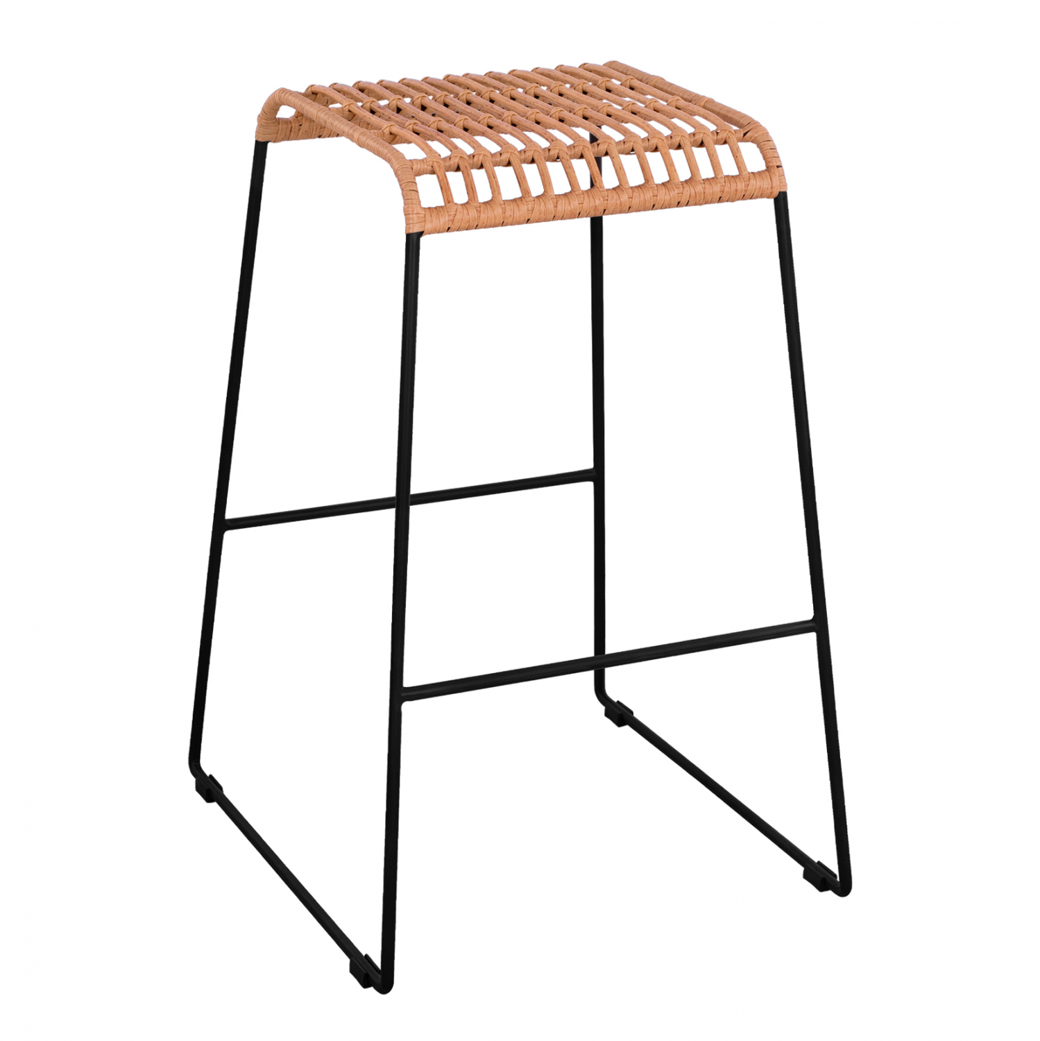 HM5641 ΣΚΑΜΠΟ ΜΕΤΑΛΛΙΚΟ ALLEGRA HM5641 ΜΕ WICKER ΣΕ ΜΠΕΖ ΑΠΟΧΡΩΣΗ 49x50x76 εκ. - Image 1