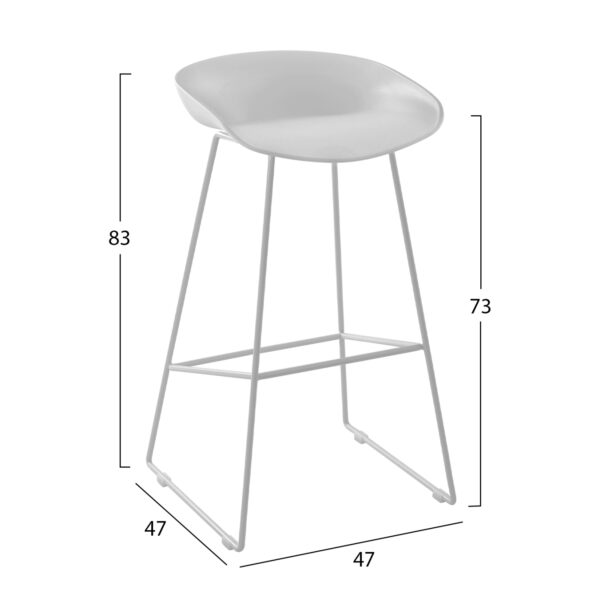ΣΚΑΜΠΟ ΜΕΤΑΛΛΙΚΟ NAILA HM8450.01 ΜΕ ΚΑΘΙΣΜΑ PP ΛΕΥΚΟ 47x47x83 εκ. - Image 2