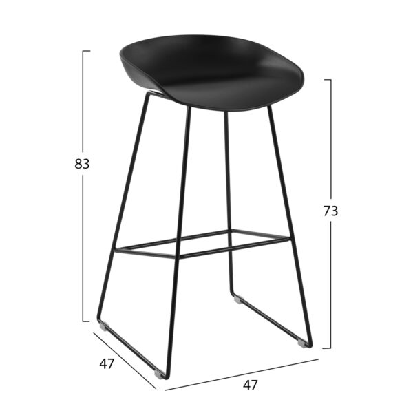 ΣΚΑΜΠΟ ΜΕΤΑΛΛΙΚΟ NAILA HM8450.02 ΜΕ ΚΑΘΙΣΜΑ PP ΜΑΥΡΟ 47x47x83 εκ. - Image 2