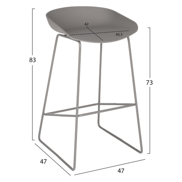 ΣΚΑΜΠΟ ΜΕΤΑΛΛΙΚΟ NAILA HM8450.10 ΜΕ ΚΑΘΙΣΜΑ PP ΓΚΡΙ 47x47x83 εκ. - Image 2
