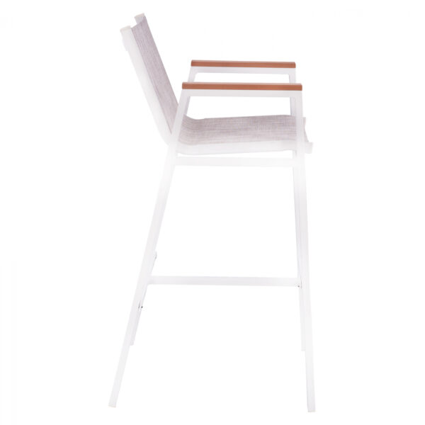 ΣΚΑΜΠΟ ΜΠΑΡ ΑΛΟΥΜΙΝΙΟΥ ΛΕΥΚΟ ΜΕ POLYWOOD 52 x 58 x 108 εκ. HM5790.01 - Image 4
