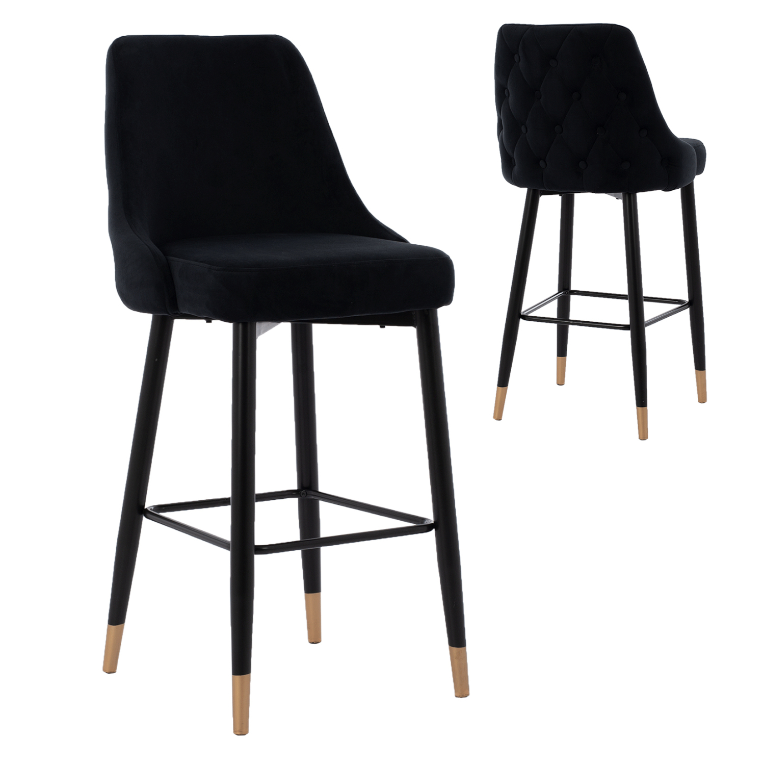 HM8519.04 ΣΚΑΜΠΟ ΜΠΑΡ SERENITY HM8519.04 ΒΕΛΟΥΔΟ ΜΑΥΡΟ ΜΕ ΜΕΤΑΛΛΙΚΟ ΣΚΕΛΕΤΟ 53x48x110 εκ. - Image 1