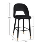 ΣΚΑΜΠΟ ΜΠΑΡ HARPER HM8526.04 ΒΕΛΟΥΔΟ ΜΑΥΡΟ ΜΕ ΜΕΤΑΛΛΙΚΟ ΣΚΕΛΕΤΟ 50Χ51Χ111Υ εκ. - Image 2