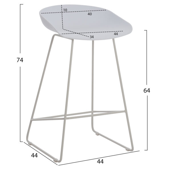 ΣΚΑΜΠΟ ΜΠΑΡ NAILA HM9299.01 ΛΕΥΚΟ ΜΕΣΑΙΟΥ ΥΨΟΥΣ 44x44x74Yεκ. - Image 2