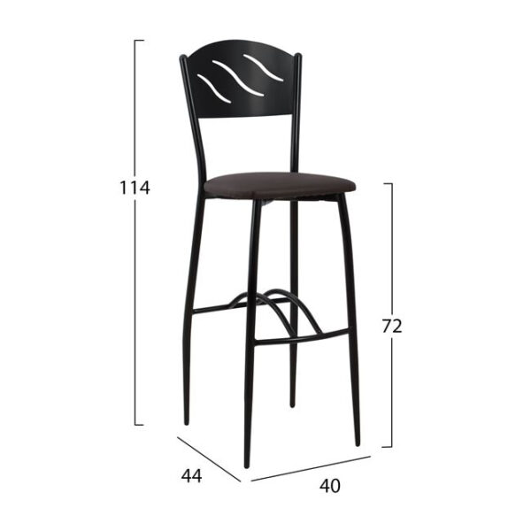 ΣΚΑΜΠΩ ΜΠΑΡ  ΜΑΥΡΟ ΜΕΤΑΛΛΙΚΟ ΚΥΜΑ ΜΕ PU ΚΑΦΕ 40x44x114 εκ - Image 2