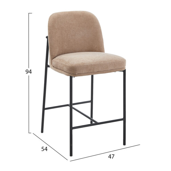 ΣΚΑΜΠΟ ΜΠΑΡ ΜΕΣ.ΥΨΟΥΣ MANIDO HM18427.02 TAUPE ΥΦΑΣΜΑ-ΜΕΤΑΛ.ΜΑΥΡΟΣ ΣΚΕΛΕΤΟΣ 47x54x94Υεκ - Image 2