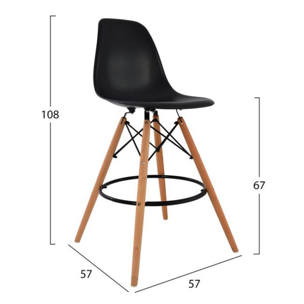 ΣΚΑΜΠΟ ΜΠΑΡ RENATA HM0173.02 ΜΑΥΡΟ 47x50x108Υ εκ. - Image 2