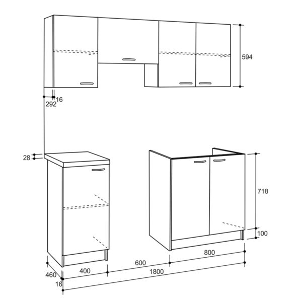 ΣΥΝΘΕΣΗ ΚΟΥΖΙΝΑΣ MAURICE ΜΕΛΑΜΙΝΗ SONAMA-ΛΕΥΚΟ HM2441 180x29,2-46εκ. - Image 2