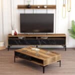 ΣΥΝΘΕΣΗ ΣΑΛΟΝΙΟΥ ΜΕΛΑΜΙΝΗΣ 2ΤΜΧ ΚΑΡΥΔΙ-BLACK MARBLE HM11855.01 - Image 2