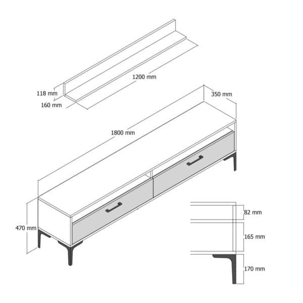 ΣΥΝΘΕΣΗ ΣΑΛΟΝΙΟΥ ΜΕΛΑΜΙΝΗΣ 2ΤΜΧ ΚΑΡΥΔΙ-WHITE MARBLE HM11855.02 - Image 3