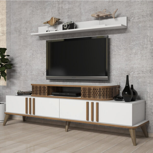 ΣΥΝΘΕΣΗ ΤΗΛΕΟΡΑΣΗΣ HM9515.03 ΜΕΛΑΜΙΝΗΣ ΣΕ ΛΕΥΚΟ & ΚΑΡΥΔΙ ΧΡΩΜΑ 168x39x51.6Y εκ. - Image 3