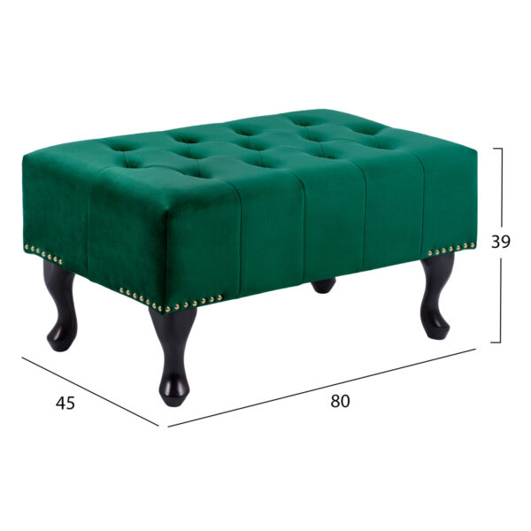 ΤΑΜΠΟΥΡΕ T.CHESTERFIELD EMMA HM226.03 ΚΥΠΑΡΙΣΣΙ ΒΕΛΟΥΔΟ-ΜΑΥΡΑ ΠΟΔΙΑ 80x45x40Υεκ - Image 2