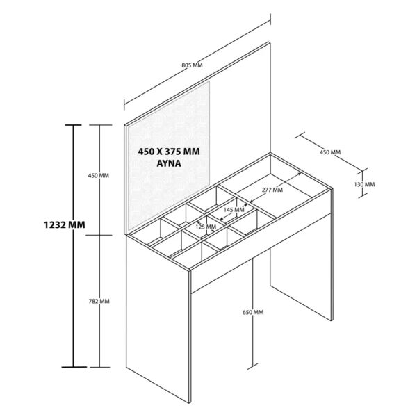 Τουαλέτα με καθρέφτη , 2232 Laila , 80,5 x 45 x 123,20 εκ., All4home - Image 5